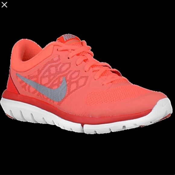 Nike Flex Y2K Running Shoes - Coral Lava Glow/Metallic Silver/Bright Crimson 7 - Picture 12 of 13